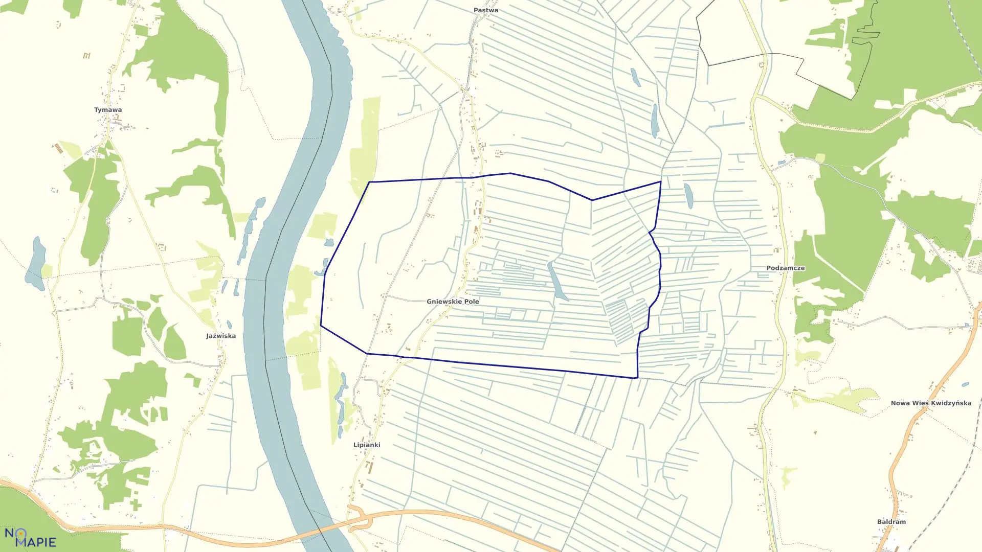 Mapa obrębu Gniewskie Pole w gminie Kwidzyn