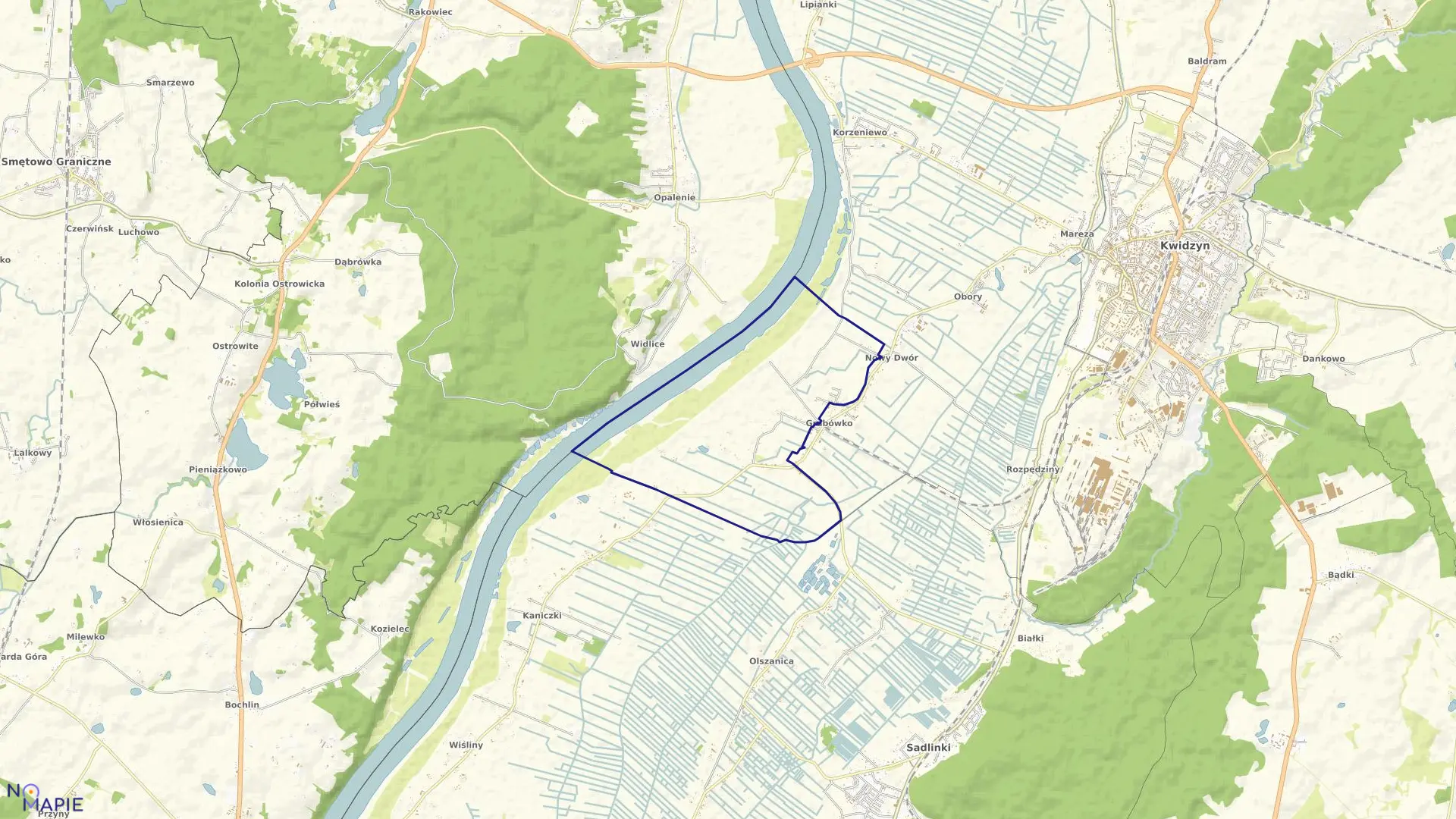 Mapa obrębu Grabówko w gminie Kwidzyn